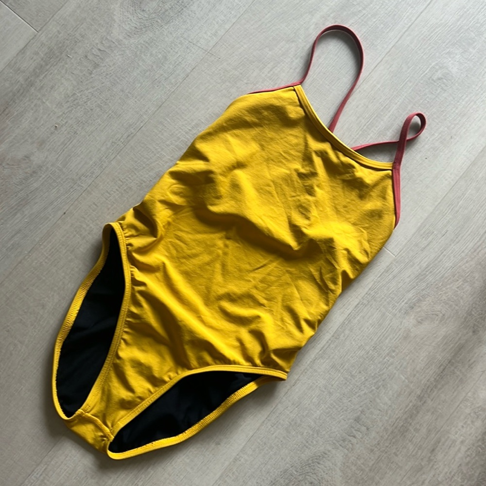 Colorblock jolyn one piece mustard and rust